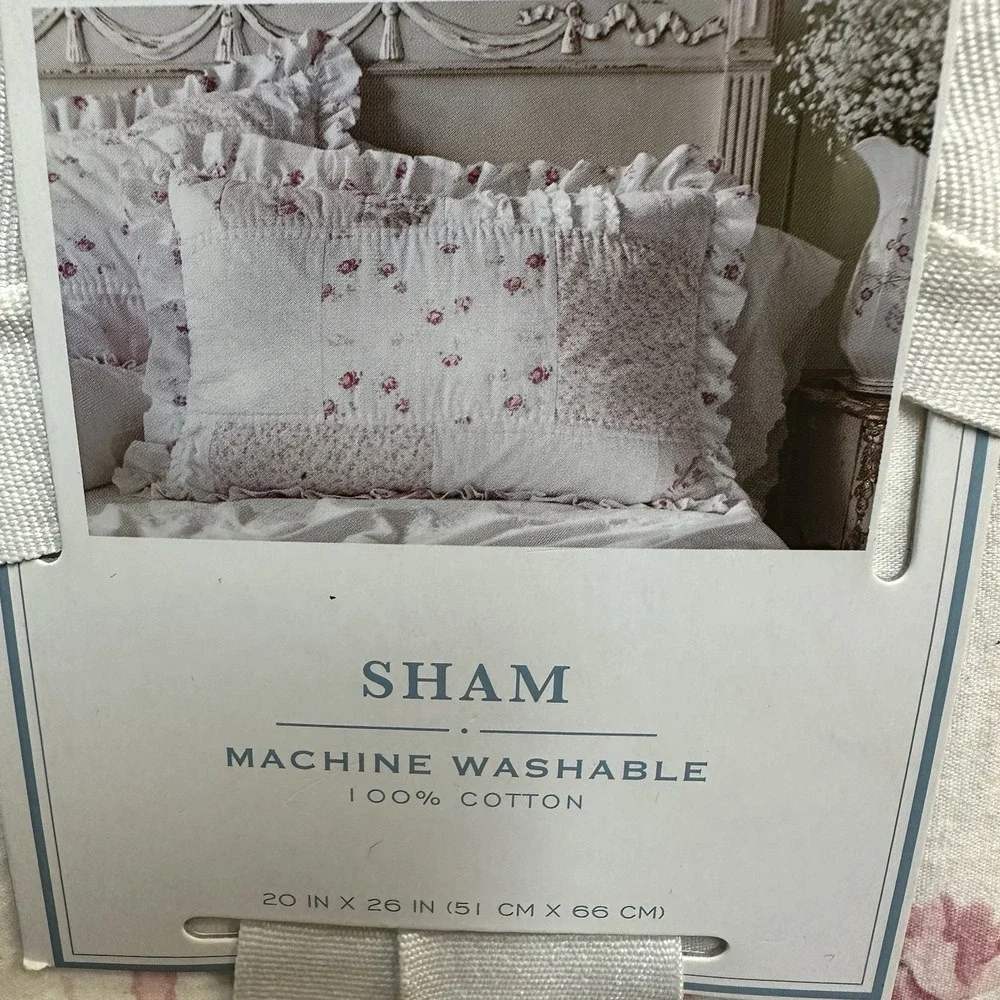 2016 Simply Shabby Chic Floral Ditsy‎ Patchwork Standard Ruffle Pillow Sham NEW